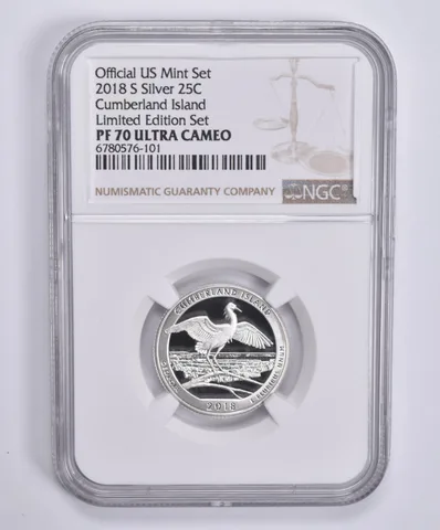 2018-S Silver Quarter Cumberland Island Limited Edition Set PF70 UCAM NGC