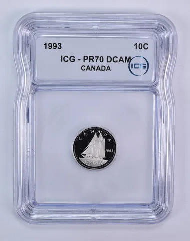1993 Canada 10 Cents Bluenose PR70 DCAM ICG