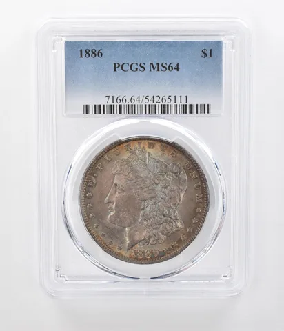 1886 Morgan Silver Dollar MS64 PCGS Beautiful Tone a1177