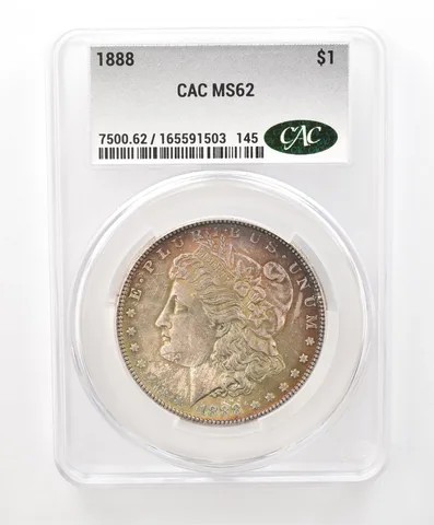1888 Morgan Silver Dollar MS62 CAC CACg Beautiful Tone a6606