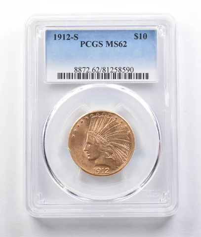 1912-S $10 Indian Head Gold Eagle MS62 PCGS PQ *2976