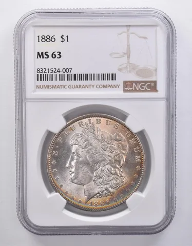 1886 Morgan Silver Dollar MS63 NGC Peripheral Tone *7151