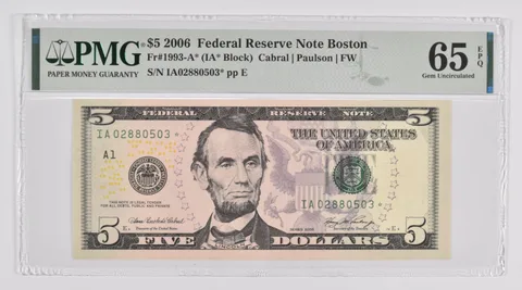 $5 Star * Error Replacement 2006 FRN FR-1993-A * PMG 65 Boston EPQ