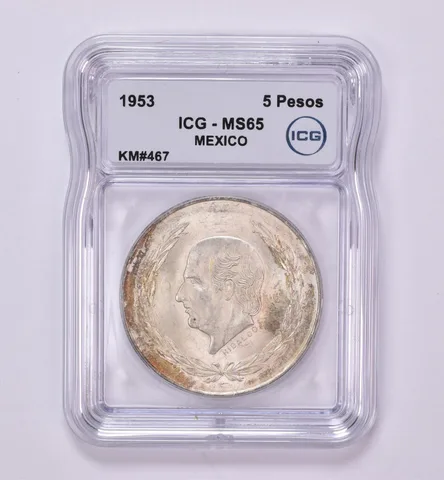 1953 Mexico 5 Peso KM#467 MS65 ICG Beautiful Tone *0441