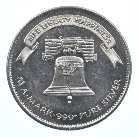 VINTAGE Art Bar/Round - A-Mark 1 Oz. .999 Silver - One Troy Ounce *837