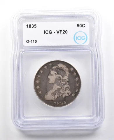 1835 Capped Bust Half Dollar O-110 VF20 ICG a3084