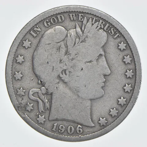 1906 (P) Barber Half Dollar 90% Silver VG Condition