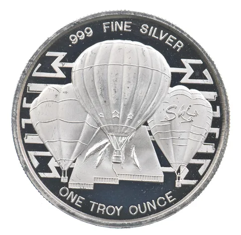 VINTAGE Art Bar/Round 1990 Balloon Glow Limited 2nd Edition Silver 1 T Oz *219