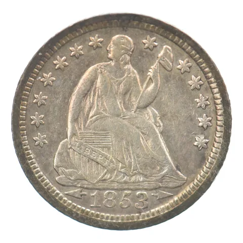 1853-O Seated Liberty Half Dime Arrows Beautiful Tone *7549