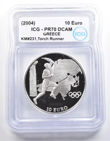 (2004) Greece 10 Euro Olympic Torch Runner KM#231 PR70 DCAM ICG a4058
