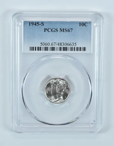 1945-S Mercury Dime MS67 PCGS Blue Label