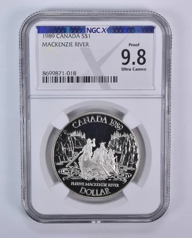 1989 Canada 1 Dollar Silver MacKenzie River Proof 9.8 UCAM NGC X NGCX