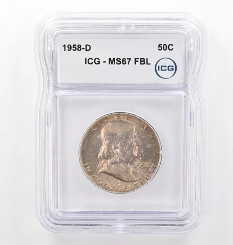 1958-D Franklin Half Dollar MS67 FBL ICG Beautiful Tone *6202