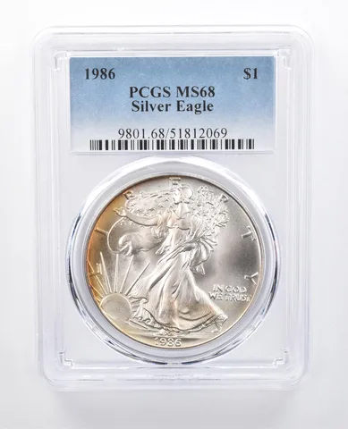 1986 American Silver Eagle MS68 PCGS Peripheral Tone *8177