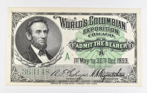 1893 Columbian Exposition Chicago Admit One Ticket *8434