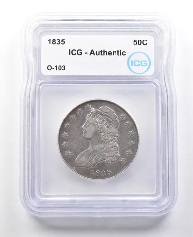 1835 Capped Bust Half Dollar O-103 Authentic ICG a3036