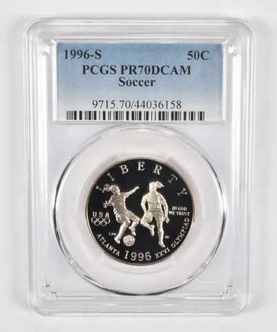 1996-S Olympic Soccer Commemorative Half Dollar PR70 PCGS Blue Label