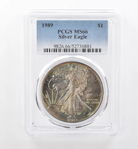 1989 American Silver Eagle MS66 PCGS Beautiful Tone *1954