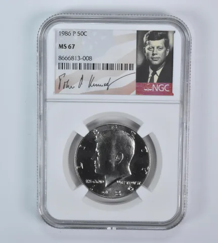 1986-P Kennedy Half Dollar MS67 NGC Signature Label