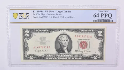 $2 1963 A US Legal Tender Fr#1514 Choice Unc 64 PPQ PCGS