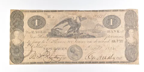 1824 $1 New Haven CT Eagle Bank Obsolete Note *0255