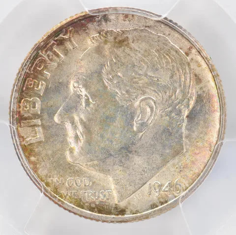 1946 Roosevelt Dime MS62 PCGS Beautiful Tone *0892