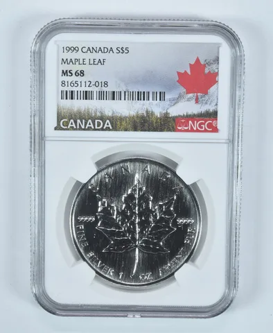 1999 Canada 5 Dollars Silver Maple Leaf MS68 NGC Canada Label