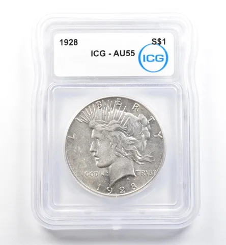 1928 Peace Silver Dollar AU55 ICG *9887
