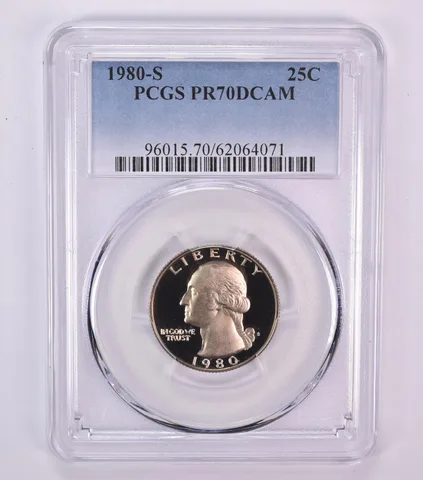1980-S Washington Quarter PR70 DCAM PCGS Blue Label