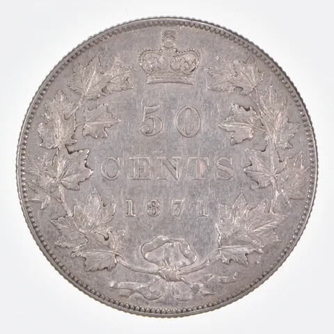 Better Date - 1871 Canada 50 Cents World Coin- Silver *449