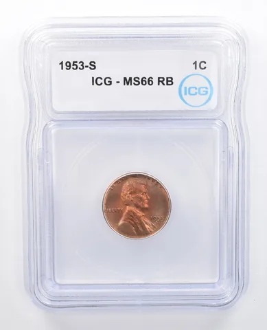1953-S Lincoln Wheat Cent MS66 RB ICG Beautiful Tone *7646