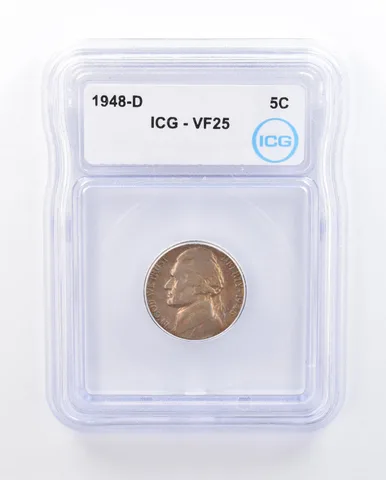 1948-D Jefferson Nickel VF25 ICG Red Tone *5013