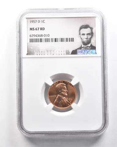 1957-D Lincoln Wheat Cent MS67 RD NGC *7494
