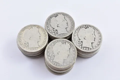 (40) 1892-1916 $10 Face 90% Silver Avg Circ Barber Quarters ROLL