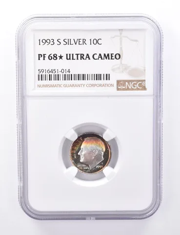 PF68* UCAM 1993-S Roosevelt Dime - Silver - Graded NGC Rainbow Toned *4403