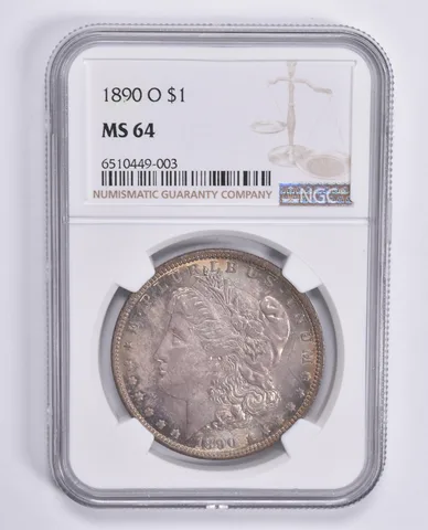 MS64 1890-O Morgan Silver Dollar NGC Awesome Color a1543