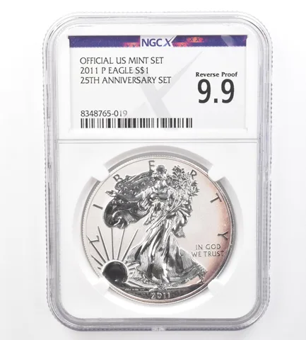 2011-P Silver Eagle 25th Anniversary Set Reverse PF 9.9 NGC X Nice Tone *1736