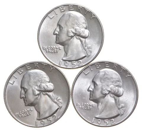Choice Unc 1952 P+D+S Washington Quarter Gem BU Collection Lot Set
