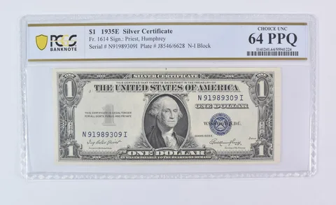 1935 E $1 Silver Certificate Fr#1614 Choice Unc 64 PPQ PCGS