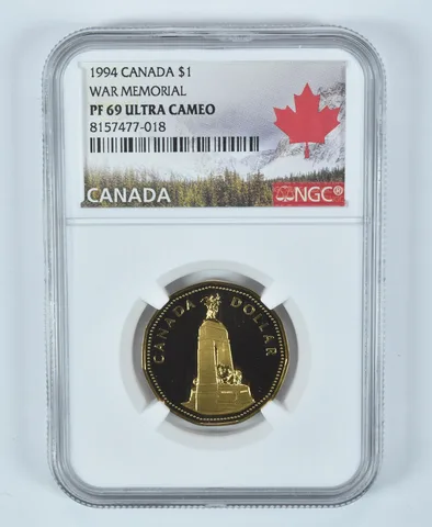 1994 Canada 1 Dollar War Memorial PF69 UCAM NGC Canada Label