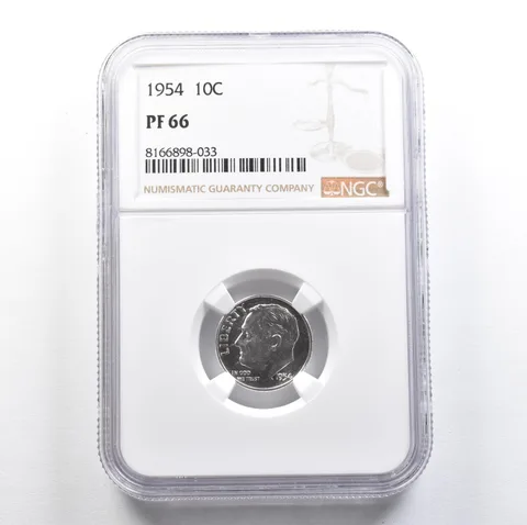 1954 Roosevelt Dime PF66 NGC PQ Cam Look *7648