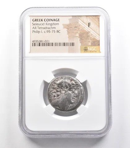c.95-75 BC Greek Coinage Seleucid Kingdom AR Tetradrachm Phili I F NGC *2505
