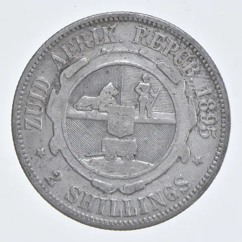 SILVER - WORLD Coin - 1895 South Africa 2 Shillings - World Silver Coin *884