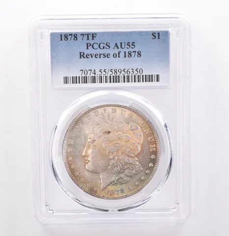 1878 7TF Morgan Silver Dollar Reverse Of 1878 AU55 PCGS Beautiful Tone *9312