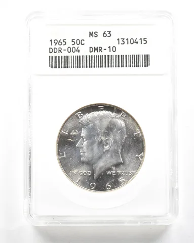 1965 Kennedy Half Dollar DDR-004 DMR-10 MS63 ANACS *2032