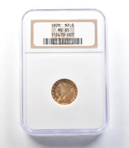 1928 $2.50 Indian Head Gold Quarter Eagle MS65 NGC Old Holder *0123
