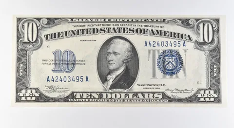 1934 $10 Silver Certificate Blue Seal Mule Fr#1701m *9599