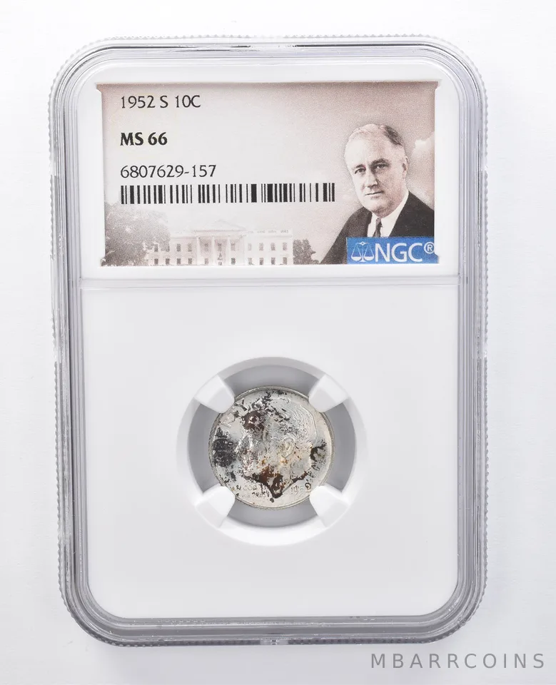1952-S Roosevelt Dime MS66 NGC Beautiful Tone *7957