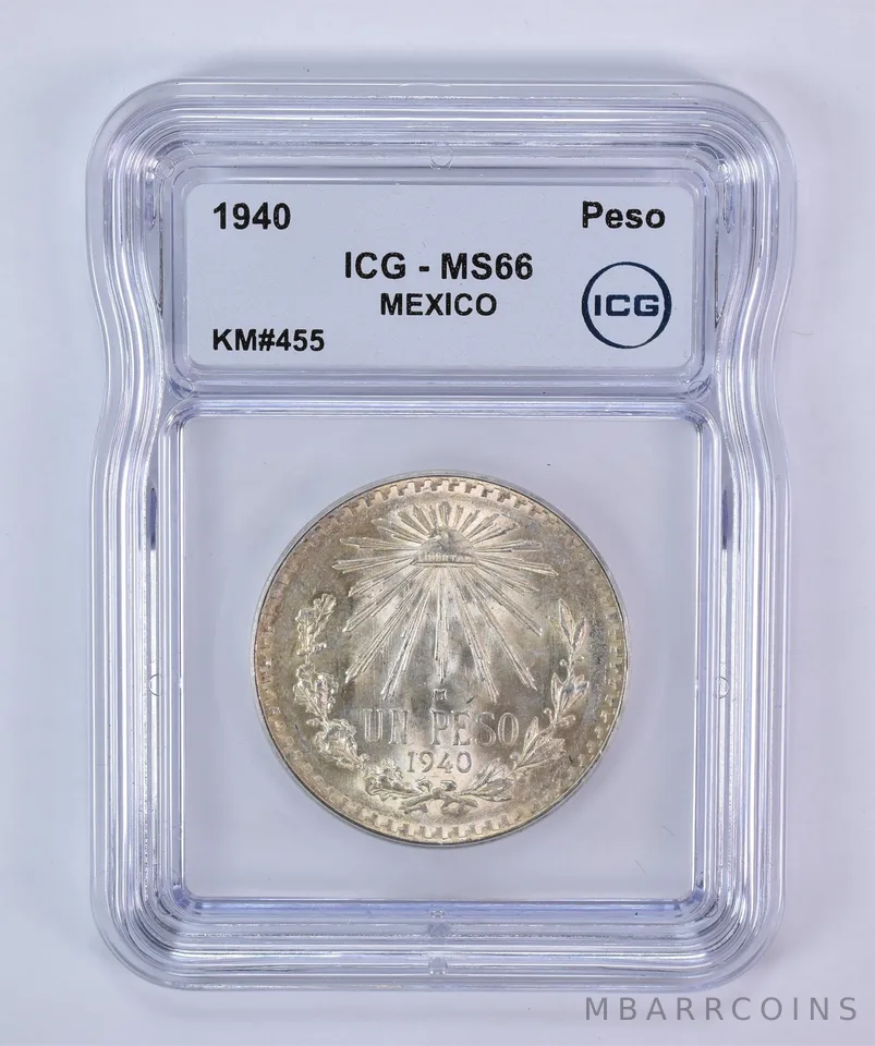 1940 M Mexico Peso Silver KM#455 MS66 ICG
