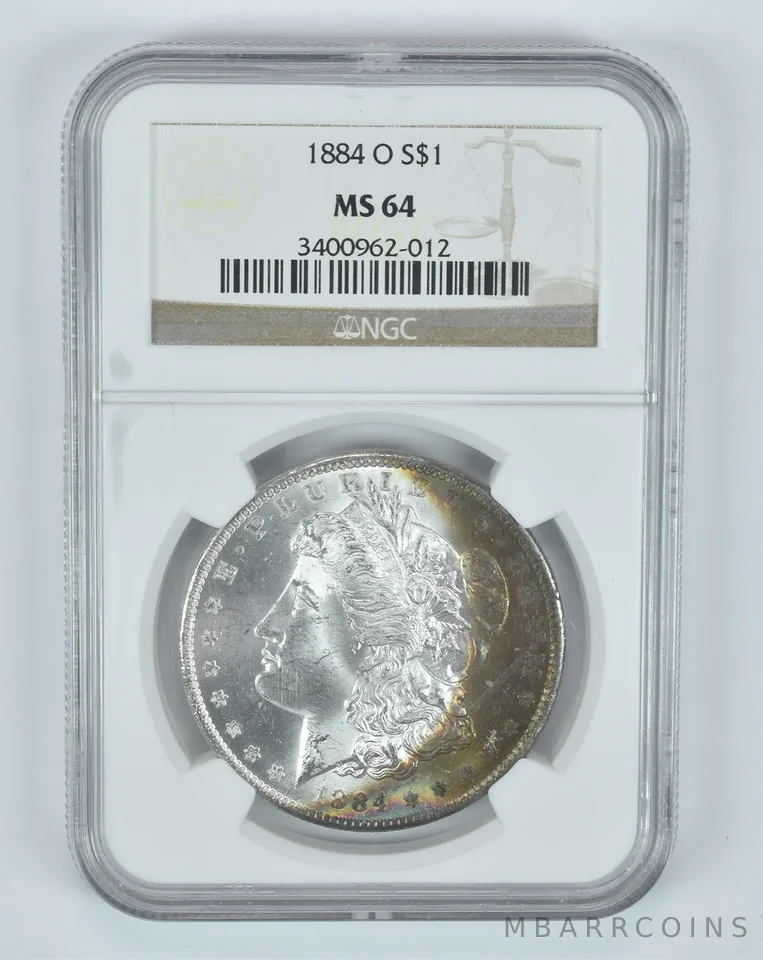 MS64 1884-O Morgan Silver Dollar - Graded NGC Rainbow Toned *8334
